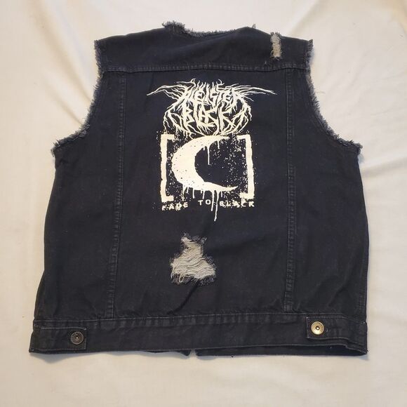 Rare 2018 WWE Aleister Black Fade To Black Adult Denim Vest XXL Rare Wrestling - Picture 1 of 6